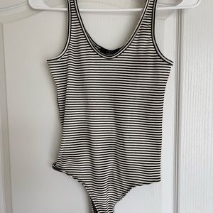 Lulus New w/Tags Black & White Striped Bodysuit Size Small (S)